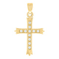 925 Sterling Silver Yellow-tone Unisex Round Cubic-Zirconia Cross Religious Charm Pendant