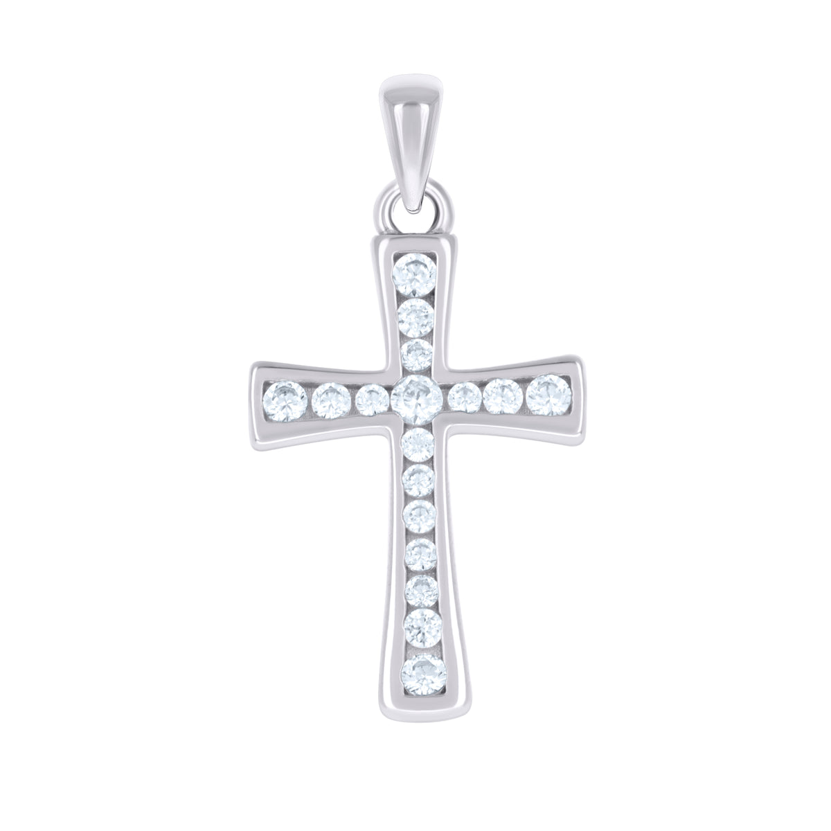 925 Sterling Silver Unisex Cubic-Zirconia Cross Religious Charm Pendant