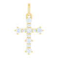 925 Sterling Silver Yellow-tone Unisex Round Cubic-Zirconia Cross Religious Charm Pendant