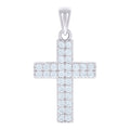 925 Sterling Silver Unisex Cubic-Zirconia Cross Religious Charm Pendant