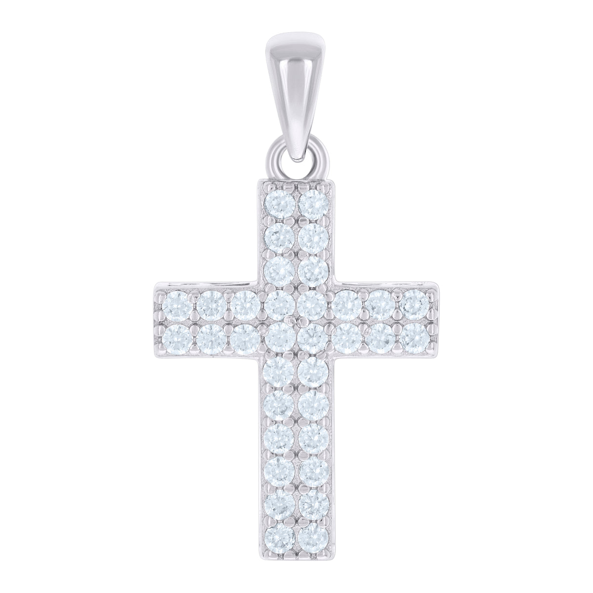 925 Sterling Silver Unisex Cubic-Zirconia Cross Religious Charm Pendant