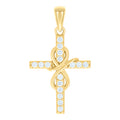 925 Sterling Silver Yellow-tone Unisex Round Cubic-Zirconia Infinity Cross Religious Charm Pendant
