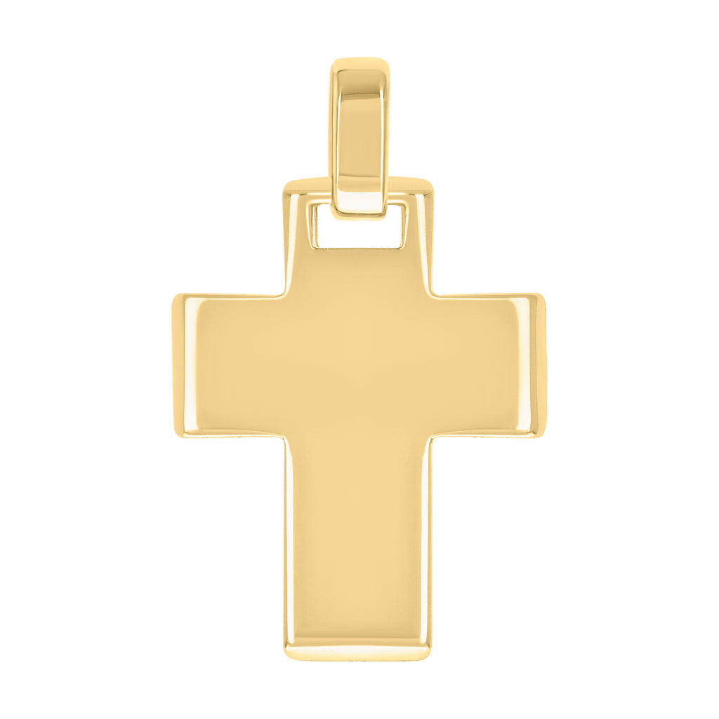 925 Sterling Silver Yellow-tone Unisex Without CZ Cross Religious Charm Pendant