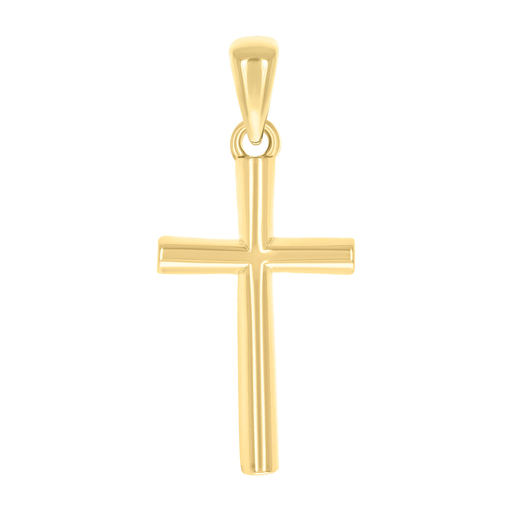925 Sterling Silver Yellow-tone Unisex Without CZ Cross Religious Charm Pendant