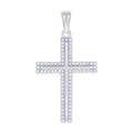 925 Sterling Silver Unisex Cubic-Zirconia Cross Religious Charm Pendant