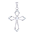 925 Sterling Silver Unisex Cubic-Zirconia Cross Religious Charm Pendant