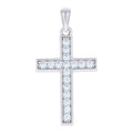 925 Sterling Silver Unisex Cubic-Zirconia Cross Religious Charm Pendant