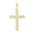 925 Sterling Silver Yellow-tone Unisex Cubic-Zirconia Cross Religious Charm Pendant