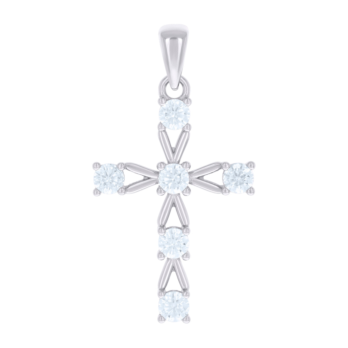 925 Sterling Silver Unisex Cubic-Zirconia Cross Religious Charm Pendant