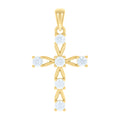 925 Sterling Silver Yellow-tone Unisex Cubic-Zirconia Cross Religious Charm Pendant