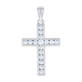 925 Sterling Silver Unisex Cubic-Zirconia Cross Religious Charm Pendant