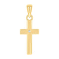 925 Sterling Silver Yellow-tone Unisex Cubic-Zirconia Cross Religious Charm Pendant