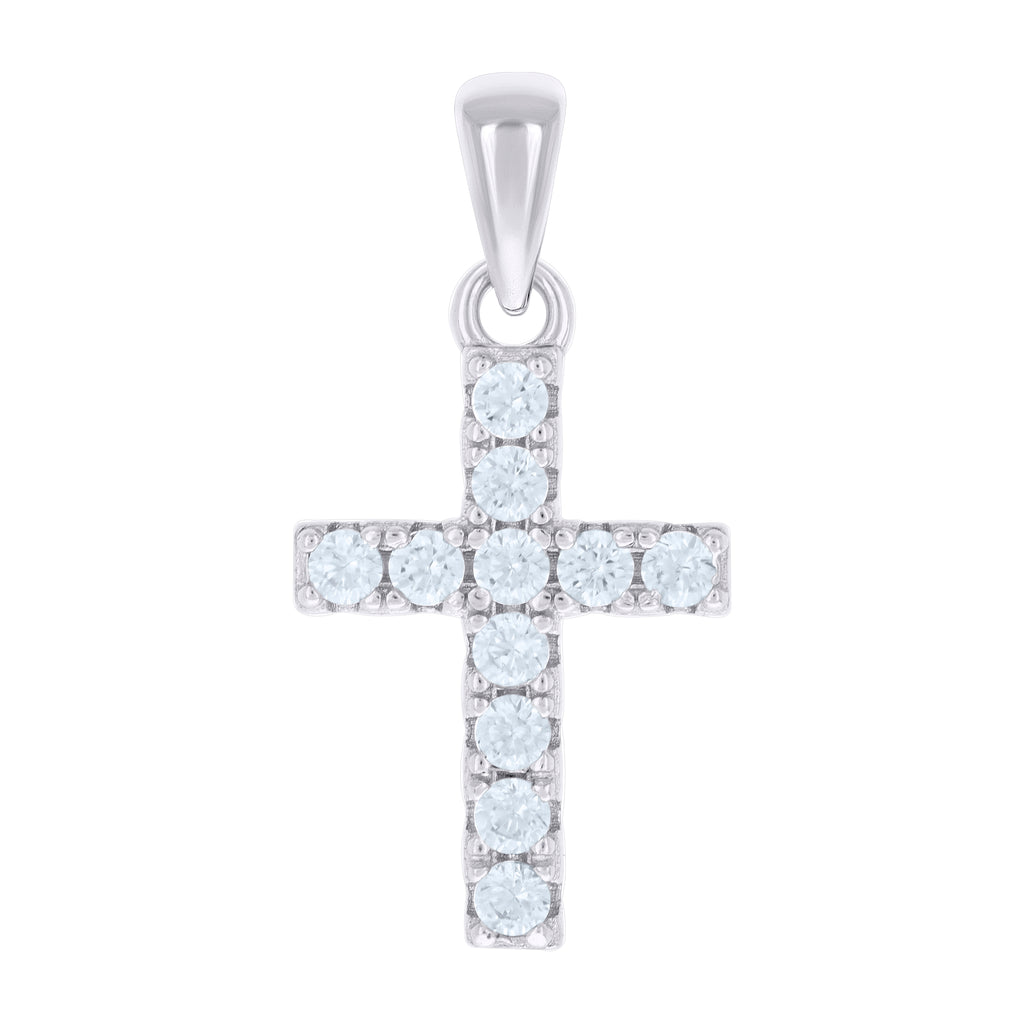925 Sterling Silver Unisex Cubic-Zirconia Cross Religious Charm Pendant