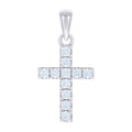 925 Sterling Silver Unisex Cubic-Zirconia Cross Religious Charm Pendant