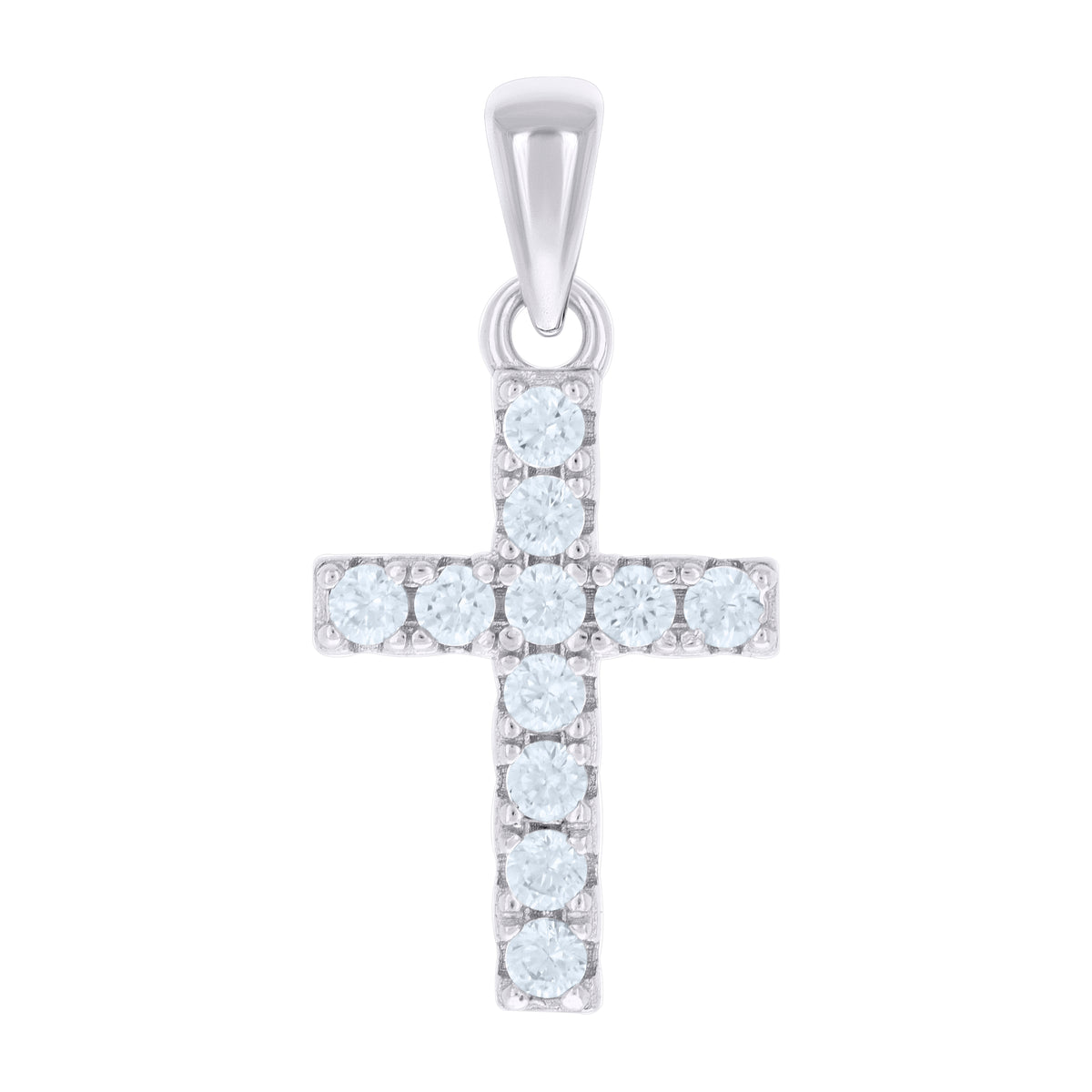925 Sterling Silver Unisex Cubic-Zirconia Cross Religious Charm Pendant