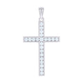 925 Sterling Silver Unisex Cubic-Zirconia Cross Religious Charm Pendant