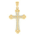 925 Sterling Silver Yellow-tone Unisex Cubic-Zirconia Cross Religious Charm Pendant