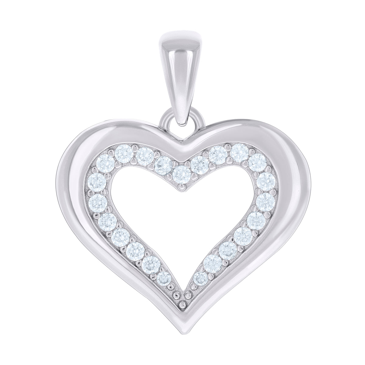925 Sterling Silver Womens Cubic-Zirconia Heart Pendant