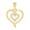 925 Sterling Silver Yellow-tone Womens Cubic-Zirconia Heart In Heart Pendant