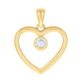 925 Sterling Silver Yellow-tone Womens Cubic-Zirconia Heart Pendant