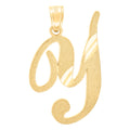10K Yellow Gold Unisex Diamond-Cut Initial Y Charm Pendant
