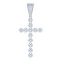 925 Sterling Silver Men Cubic-Zirconia Cross Religious Charm Pendant