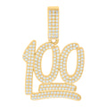 925 Sterling Silver Yellow-tone Unisex Cubic-Zirconia 100 Numbers Initial Charm Pendant