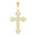 925 Sterling Silver Yellow-tone Men Cubic-Zirconia Cross Religious Charm Pendant