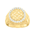 10K Yellow Gold Mens Cubic-Zirconia Nugget Round Head Fashion Ring
