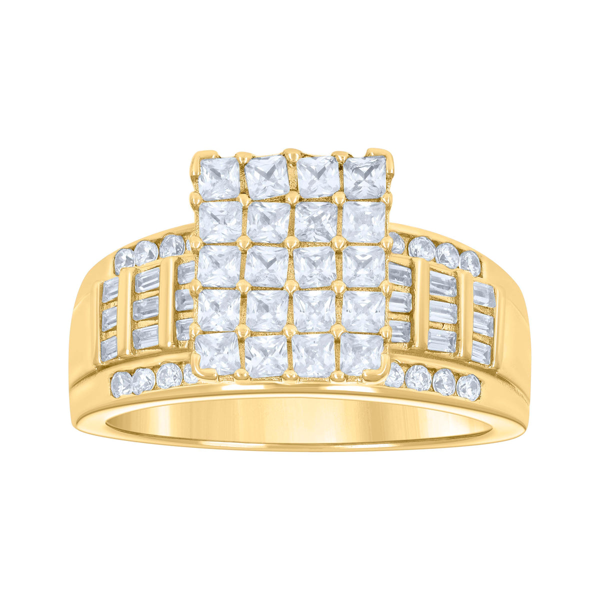 925 Sterling Silver Yellow-Tone Womens Cubic Zirconia Cinderella Ring Size 9