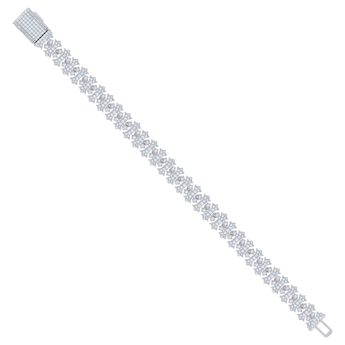 925 Sterling Silver 9.90ct Moissanite Cross Link Chain 10mm Size 20 Inches