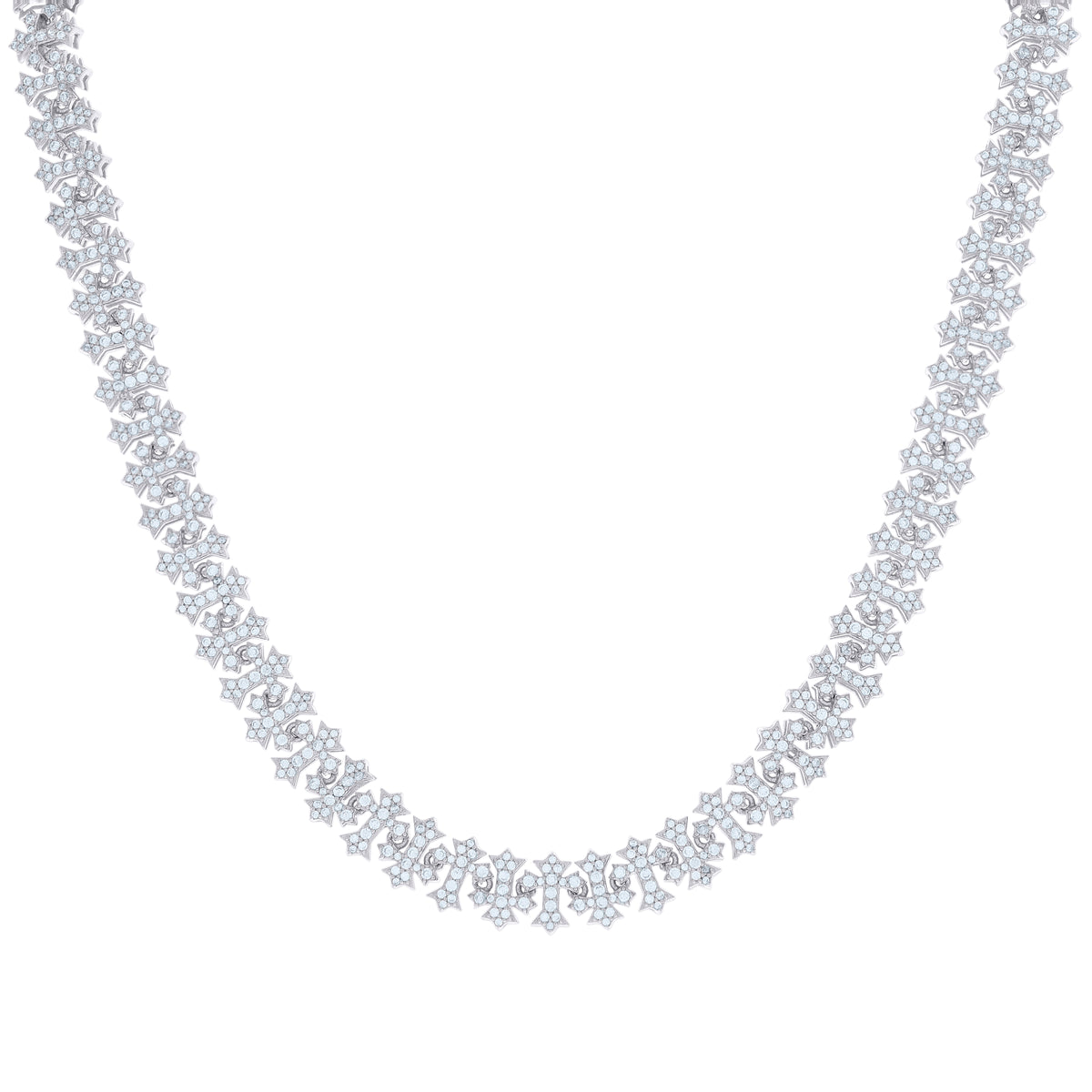 925 Sterling Silver 9.90ct Moissanite Cross Link Chain 10mm Size 20 Inches