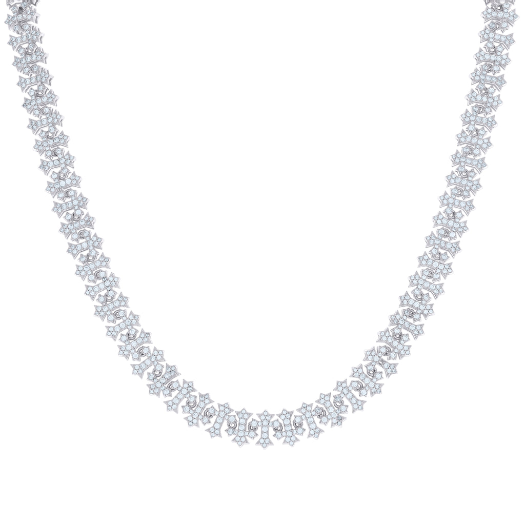925 Sterling Silver Moissanite Cross Link Chain 10mm