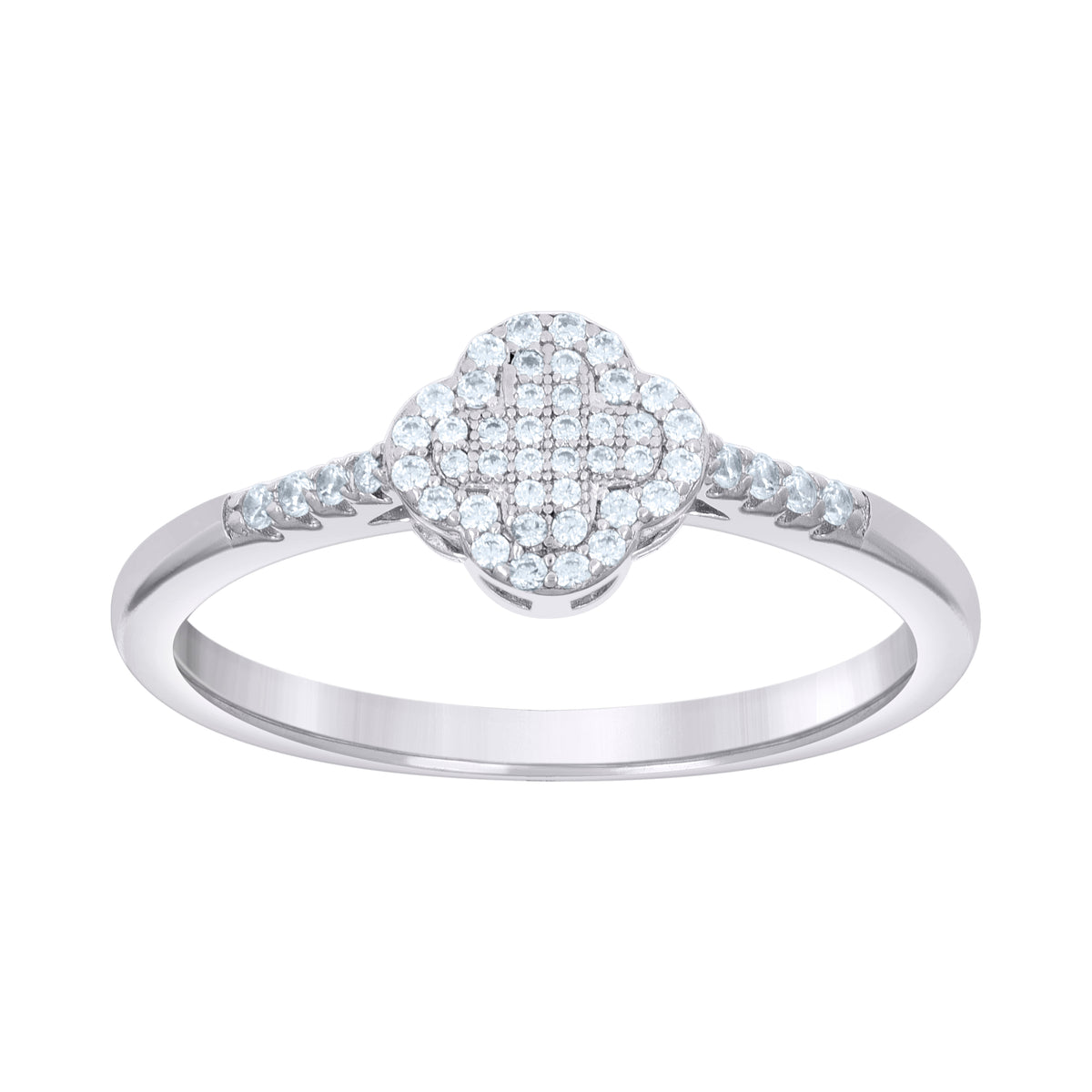 925 Sterling Silver Womens 0.23ct Moissanite Clover Good Luck Ring Size 10