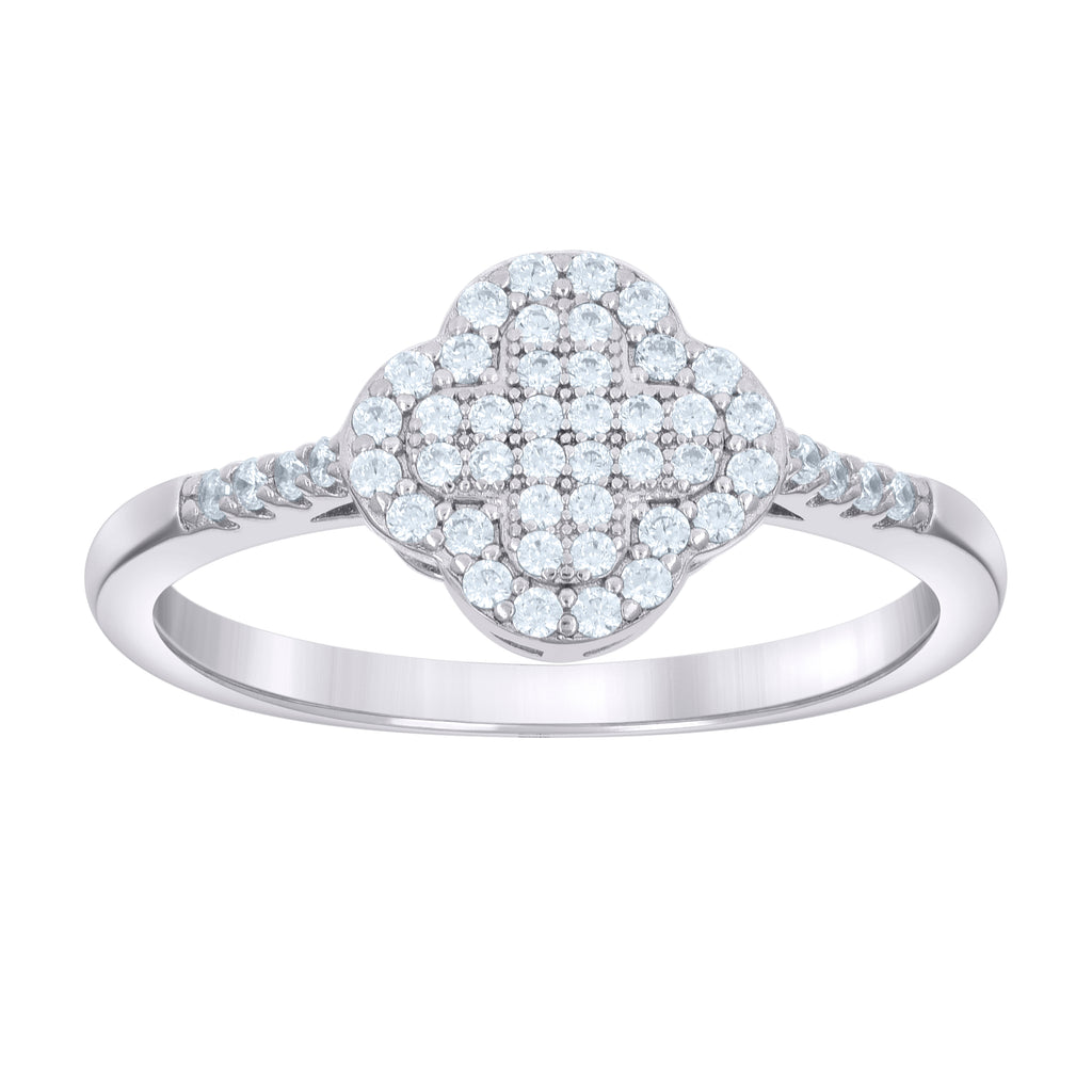 925 Sterling Silver Womens 0.40ct Moissanite Clover Good Luck Ring Size 10