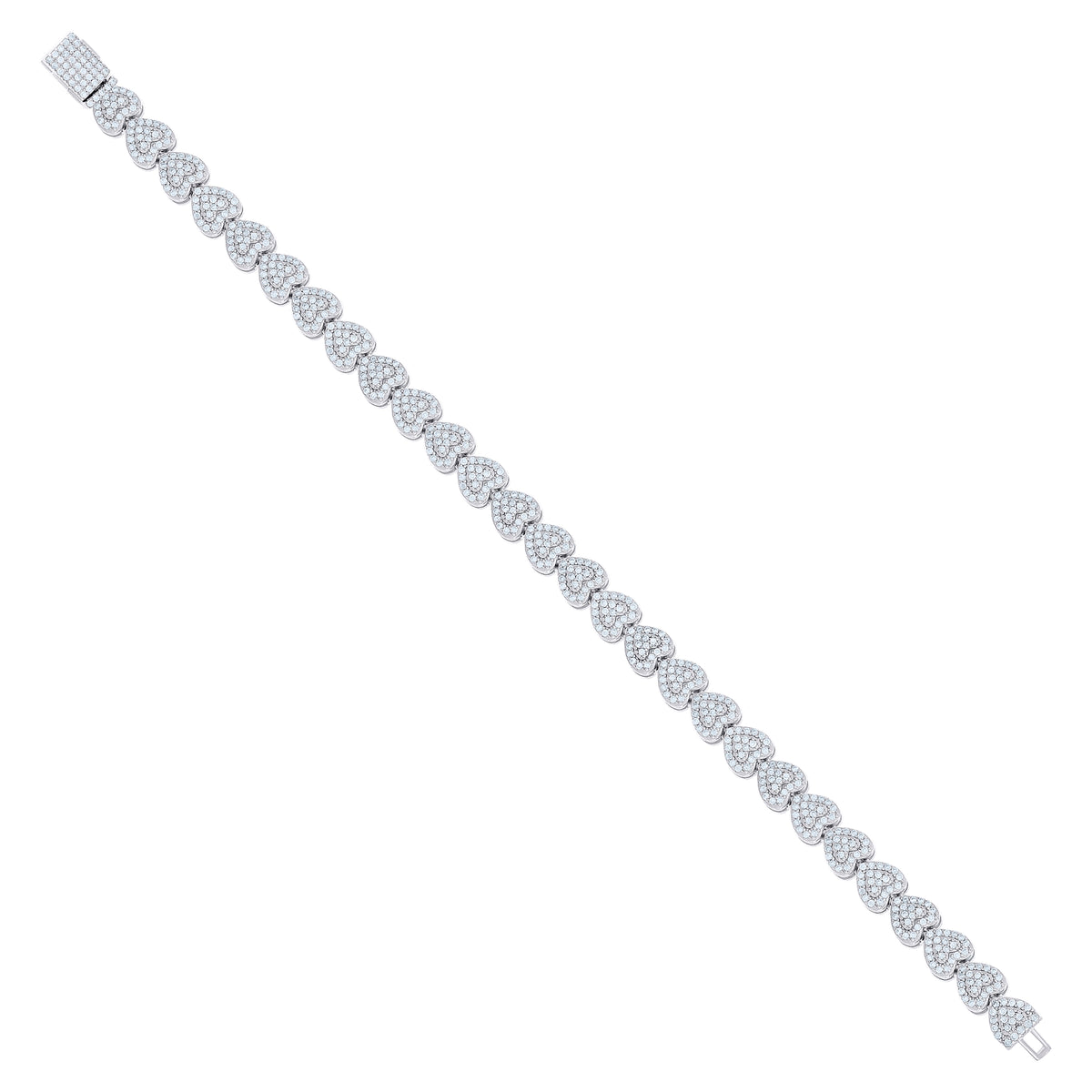925 Sterling Silver Womens Moissanite Heart Chain Necklace 7mm