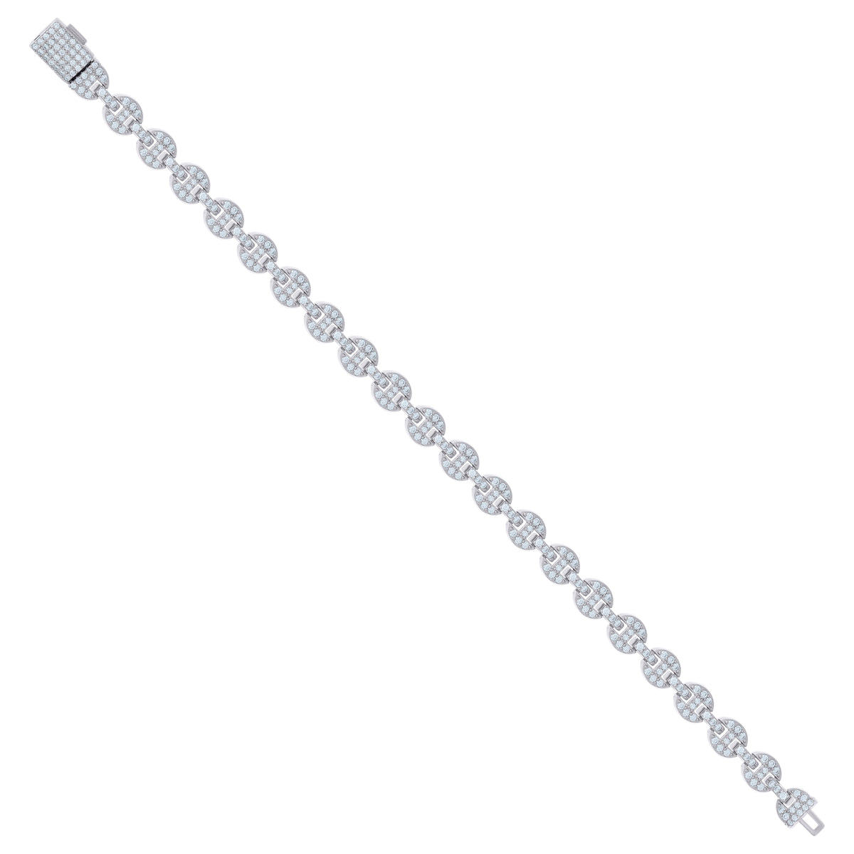 925 Sterling Silver 3.32ct Moissanite Round Link Bracelet 7mm Size 8 Inches
