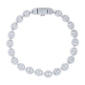 925 Sterling Silver 3.32ct Moissanite Round Link Bracelet 7mm Size 8 Inches