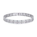 925 Sterling Silver Moissanite Square Link Nugget Bracelet 8mm