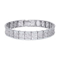 925 Sterling Silver 5.01ct Moissanite Square Link Nugget Bracelet 12mm Size 8.5 Inches