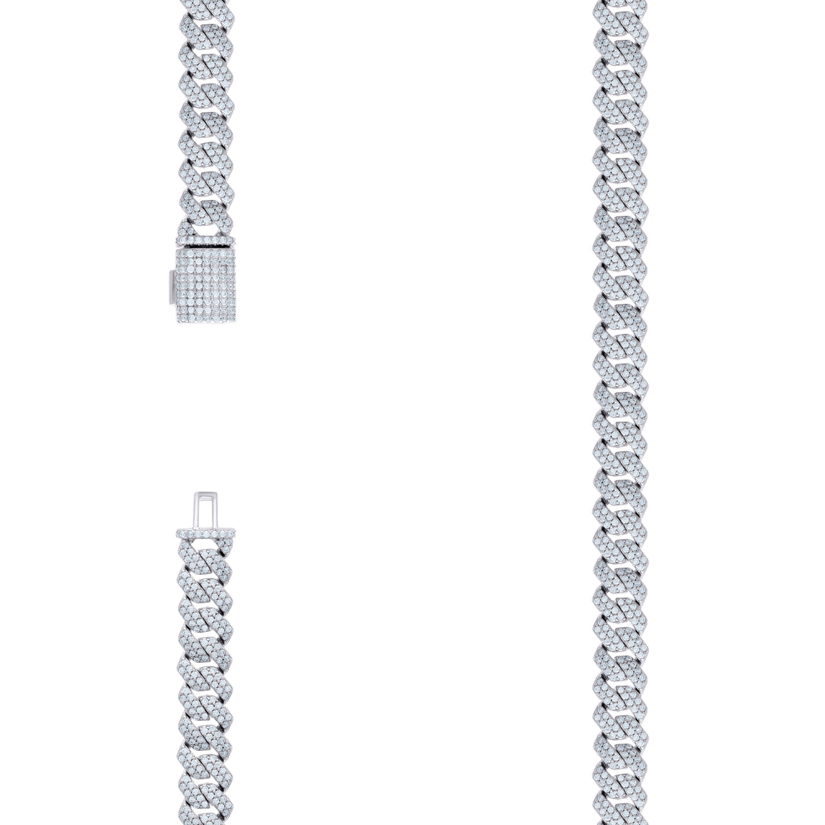 925 Sterling Silver Moissanite Square Cuban Chain Necklace 8mm