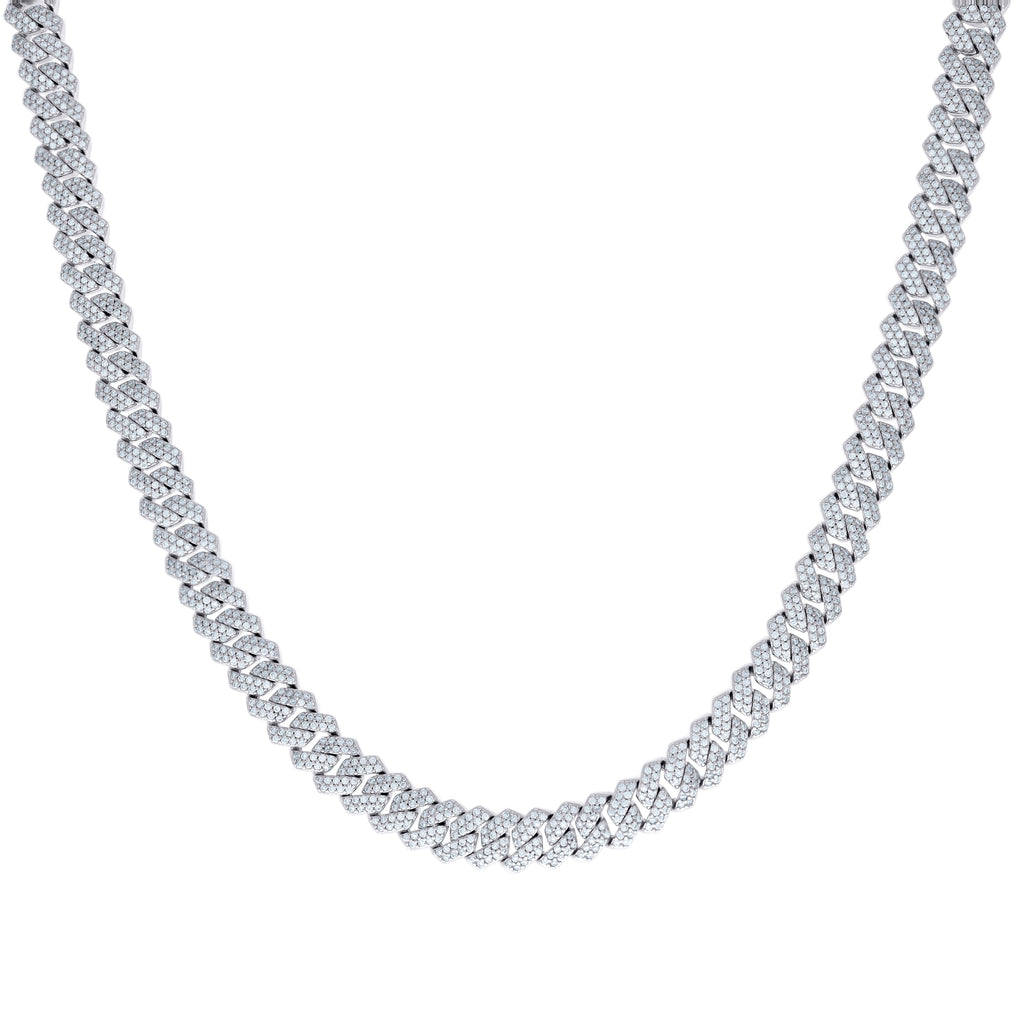 925 Sterling Silver Moissanite Square Cuban Chain Necklace 8mm