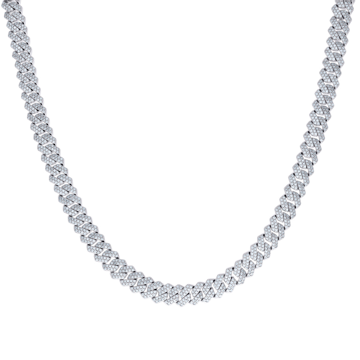 925 Sterling Silver Moissanite Square Cuban Chain Necklace 8mm