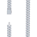 925 Sterling Silver 11.52ct Moissanite Cuban Chain Necklace 12mm