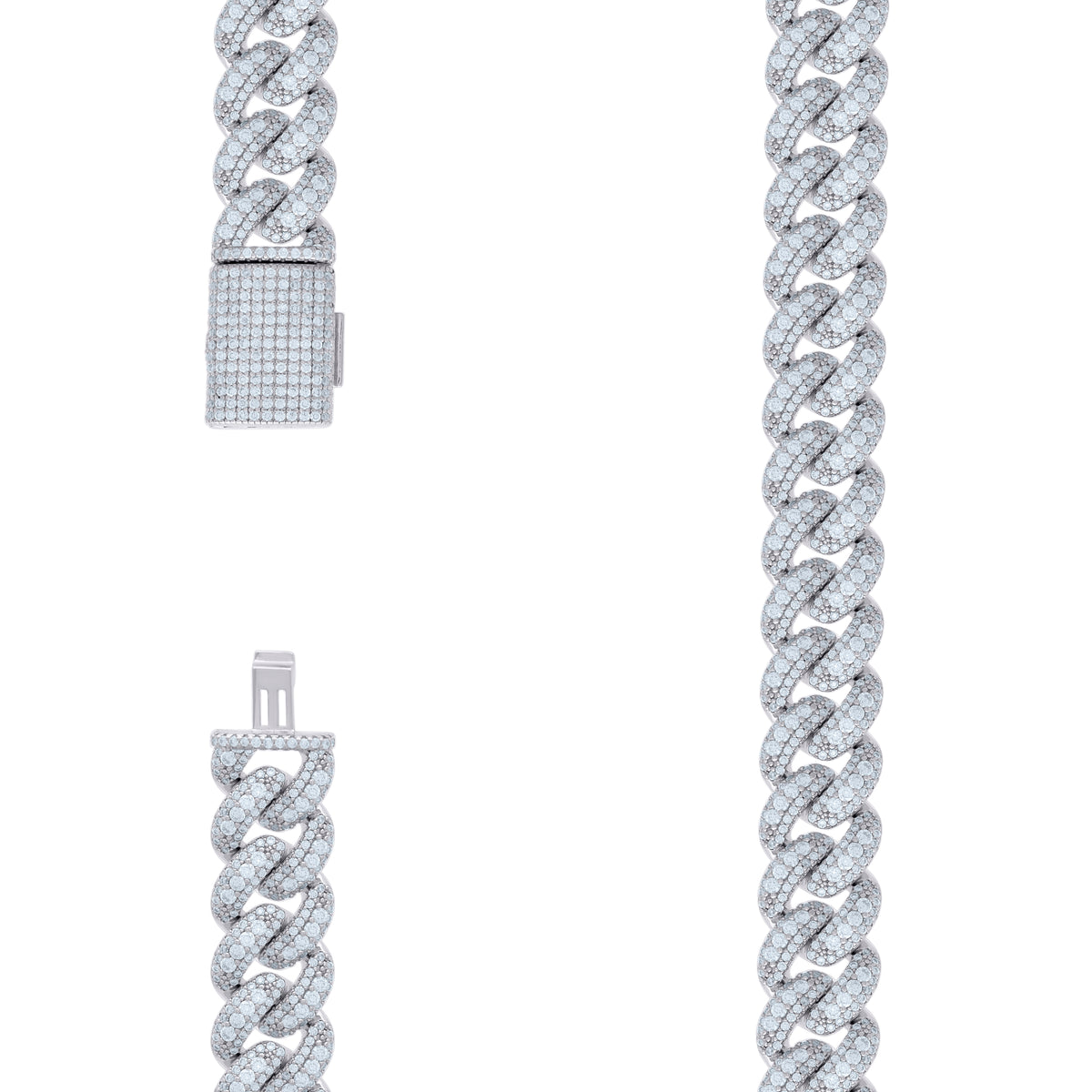 925 Sterling Silver 11.52ct Moissanite Cuban Chain Necklace 12mm