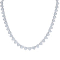 925 Sterling Silver 5.34ct Round, 4.54ct Baguette Moissanite Heart Link Necklace 8mm Size 16 Inches
