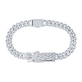 925 Sterling Silver 5.11ct Round, 0.43ct Baguette Moissanite St. Jude Bracelet Size 8.5 Inches