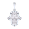 925 Sterling Silver Mens 0.37ct Moissanite Hamsa Symbol Religious Pendant