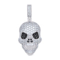 925 Sterling Silver Mens 2.32ct Black White Moissanite Skull Fashion Pendant