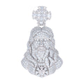 925 Sterling Silver Mens 1.90ct Round 0.37ct Baguette Moissanite Cross Jesus Religious Pendant